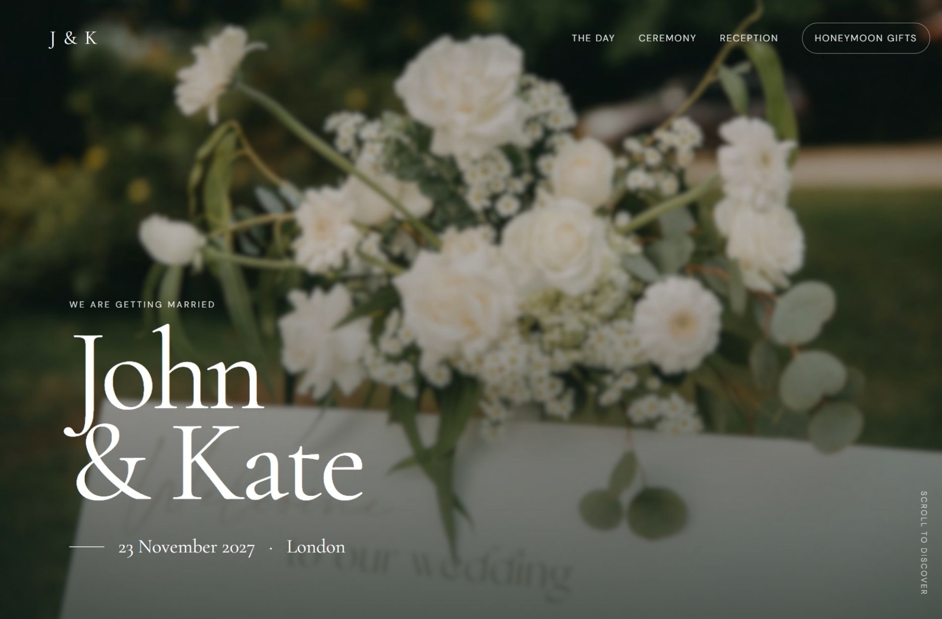 Wedding website preview